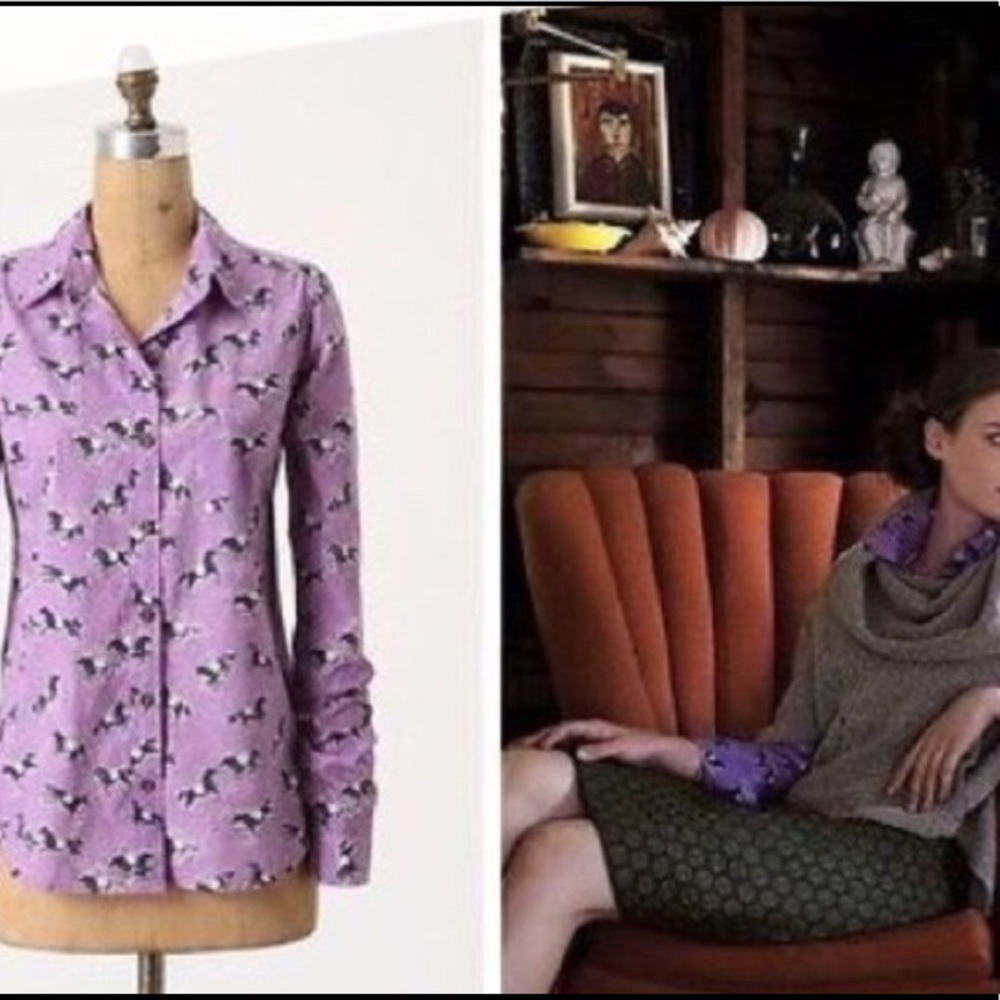 Anthropologie Odille Watercolor Horse Button Down